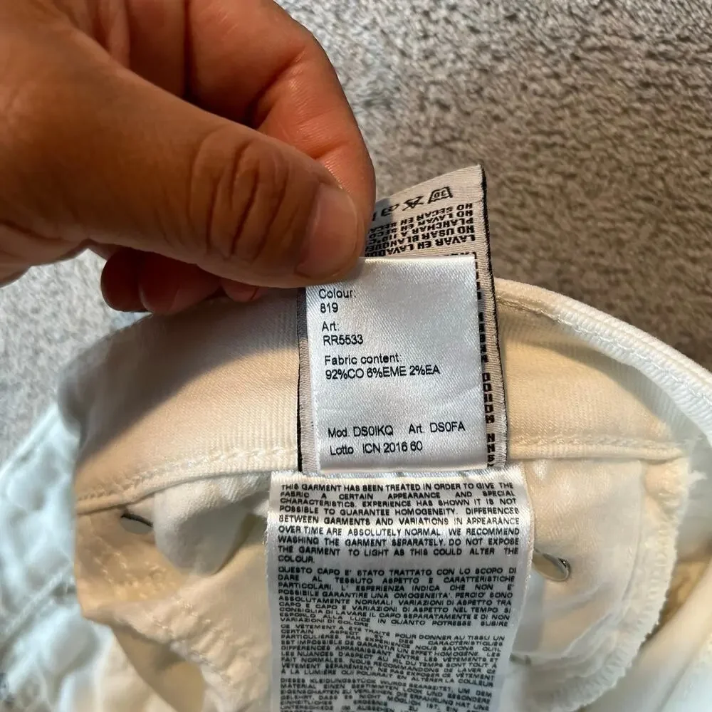 R13 Allison Skinny‎ Jeans Garret White Size 28 Distressed
